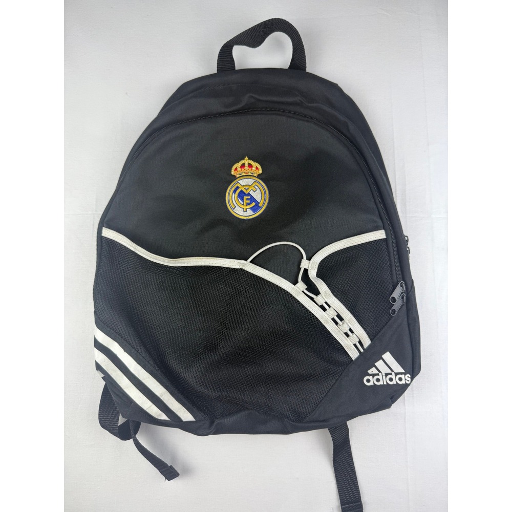 Adidas Backpack OS Black Real Madrid Soccer Club 3-Stripe Mesh Pocket Bag